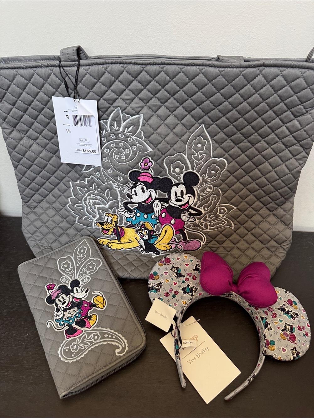 Vera Bradley Disney Mickey & Minnie Tote Set with Wallet and Ears
